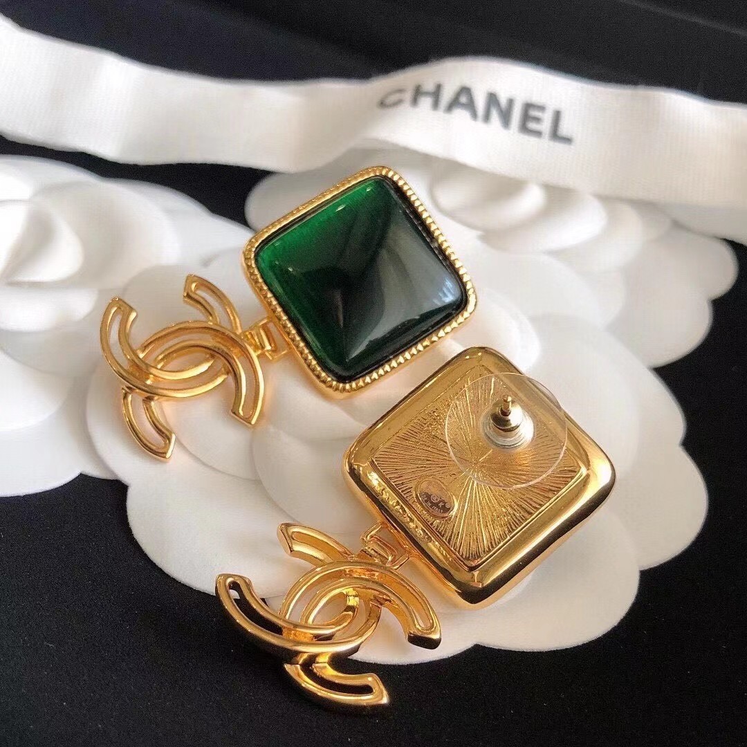 Chanel Earrings Green
