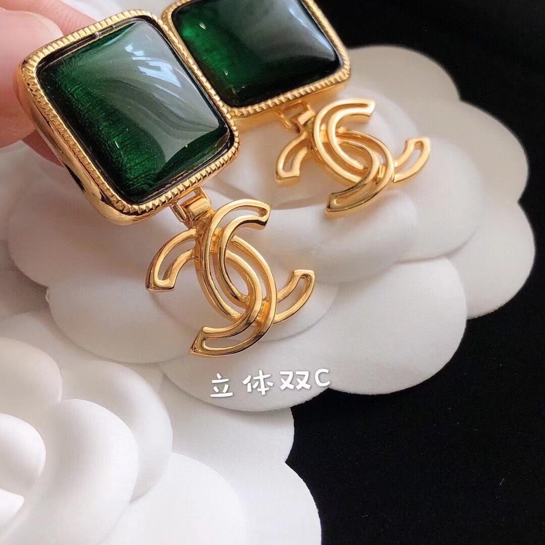 Chanel Earrings Green