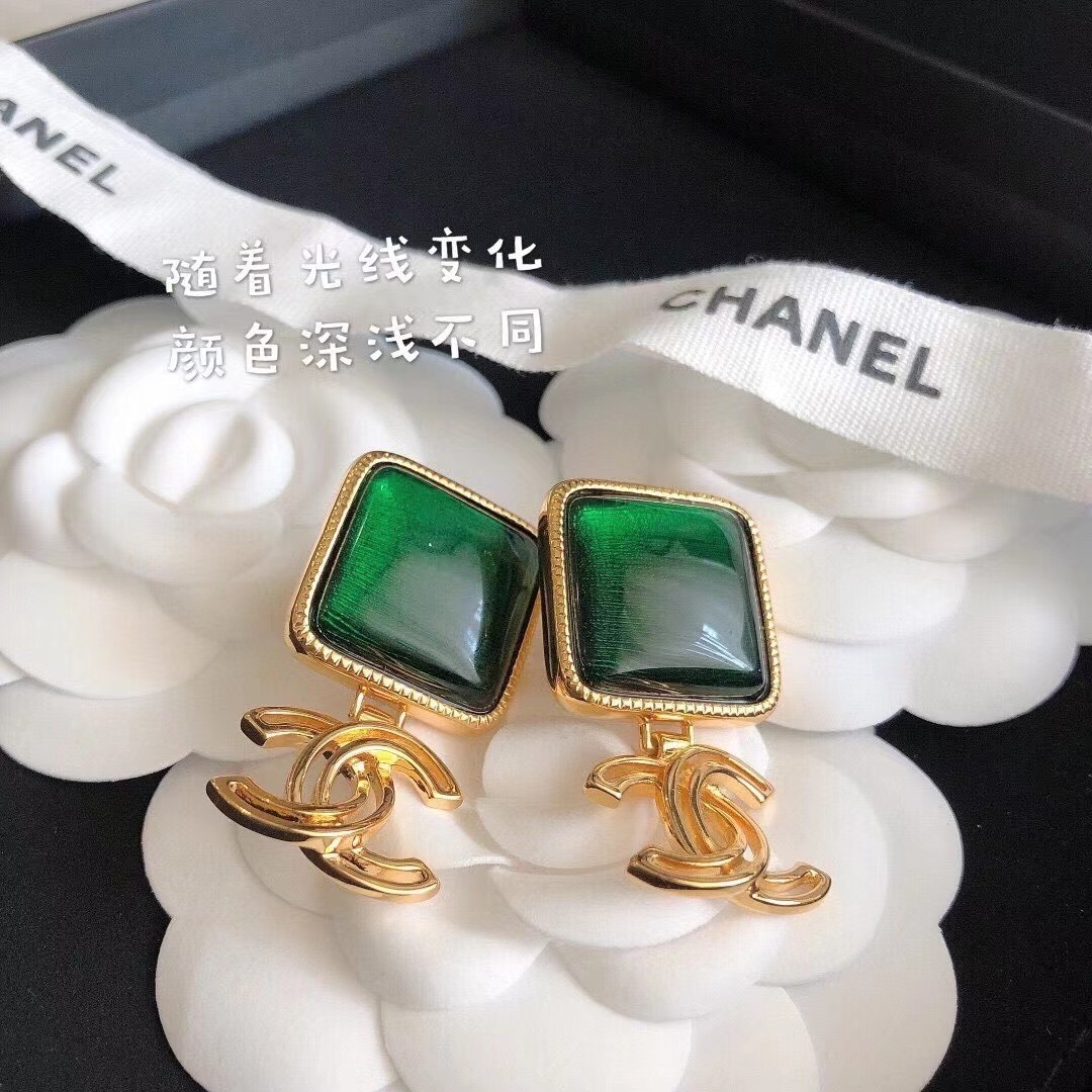 Chanel Earrings Green