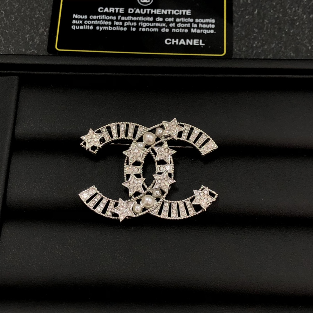 Chanel Brooch Silver Silver