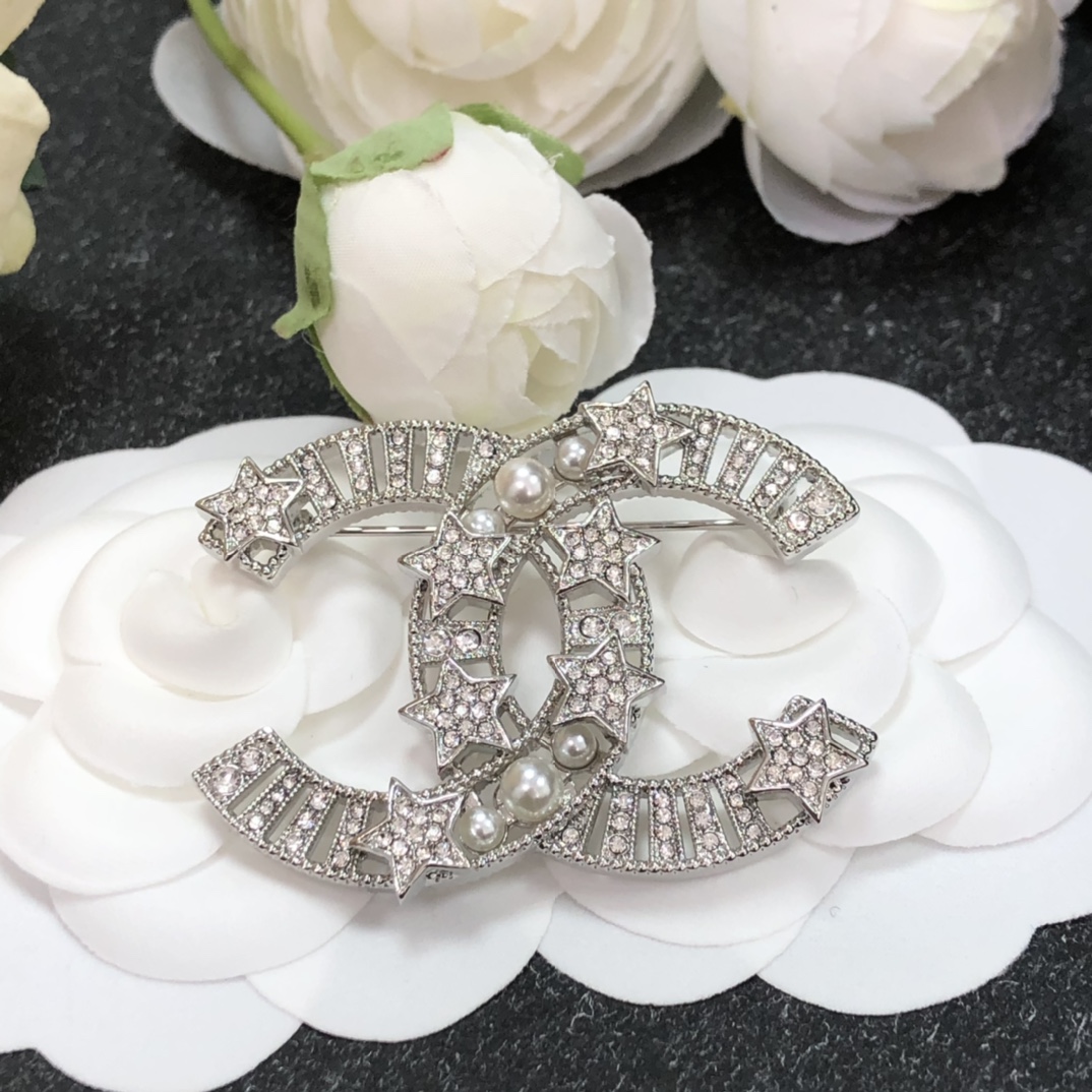 Chanel Brooch Silver Silver