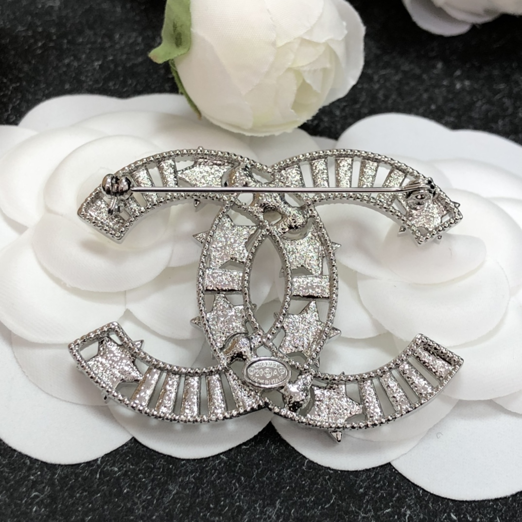 Chanel Brooch Silver Silver