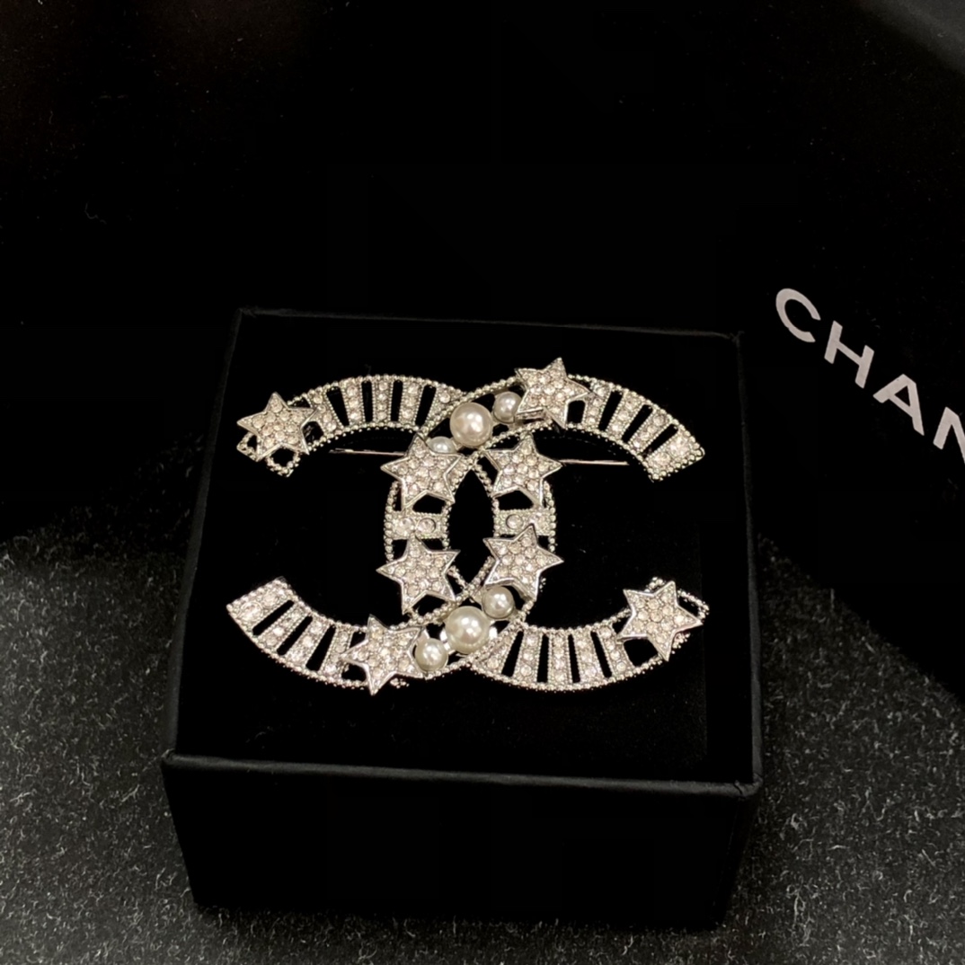 Chanel Brooch Silver Silver