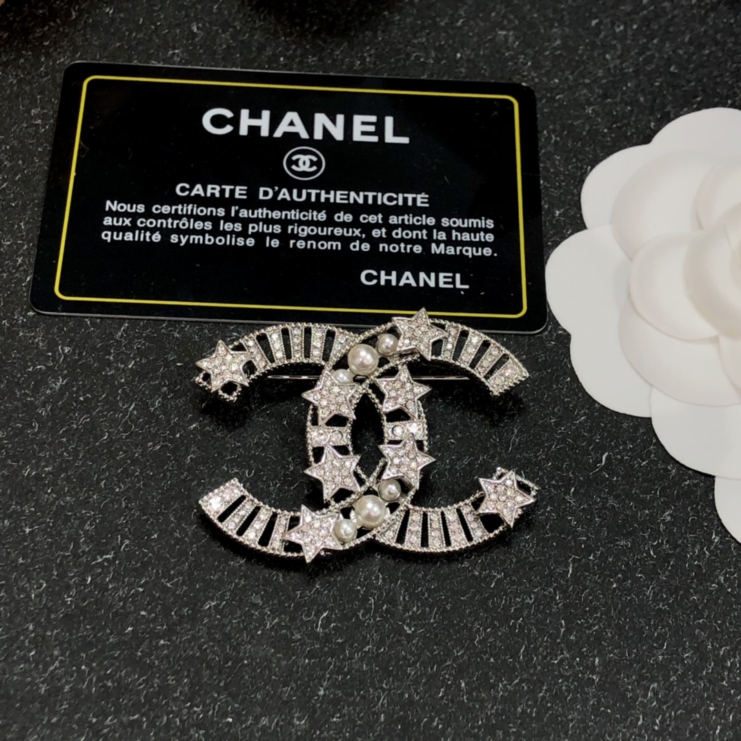 Chanel Brooch Silver Silver