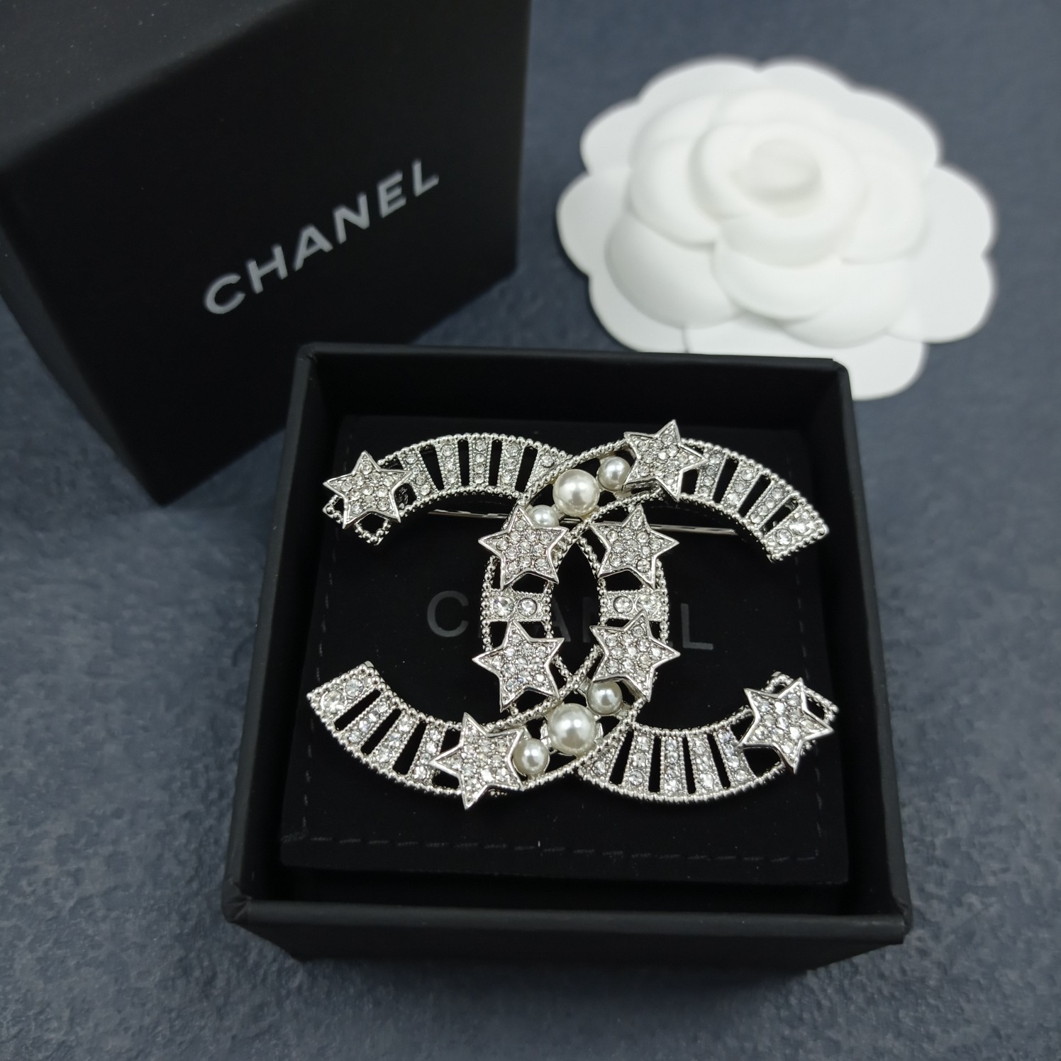 Chanel Brooch Silver Silver