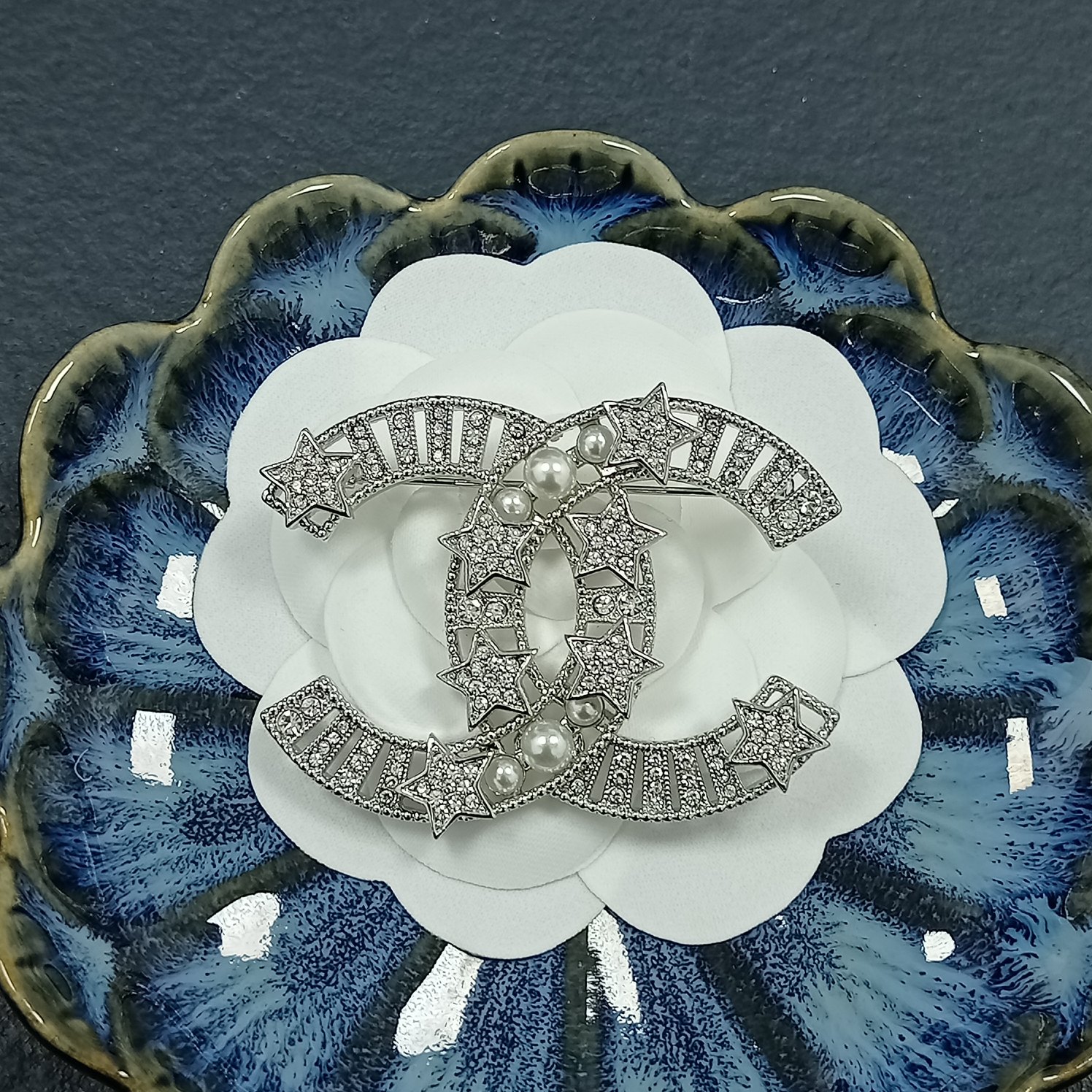 Chanel Brooch Silver Silver