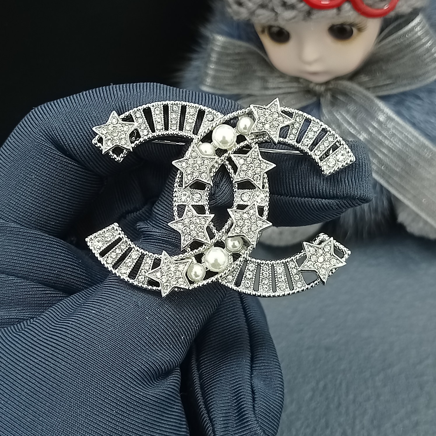 Chanel Brooch Silver Silver