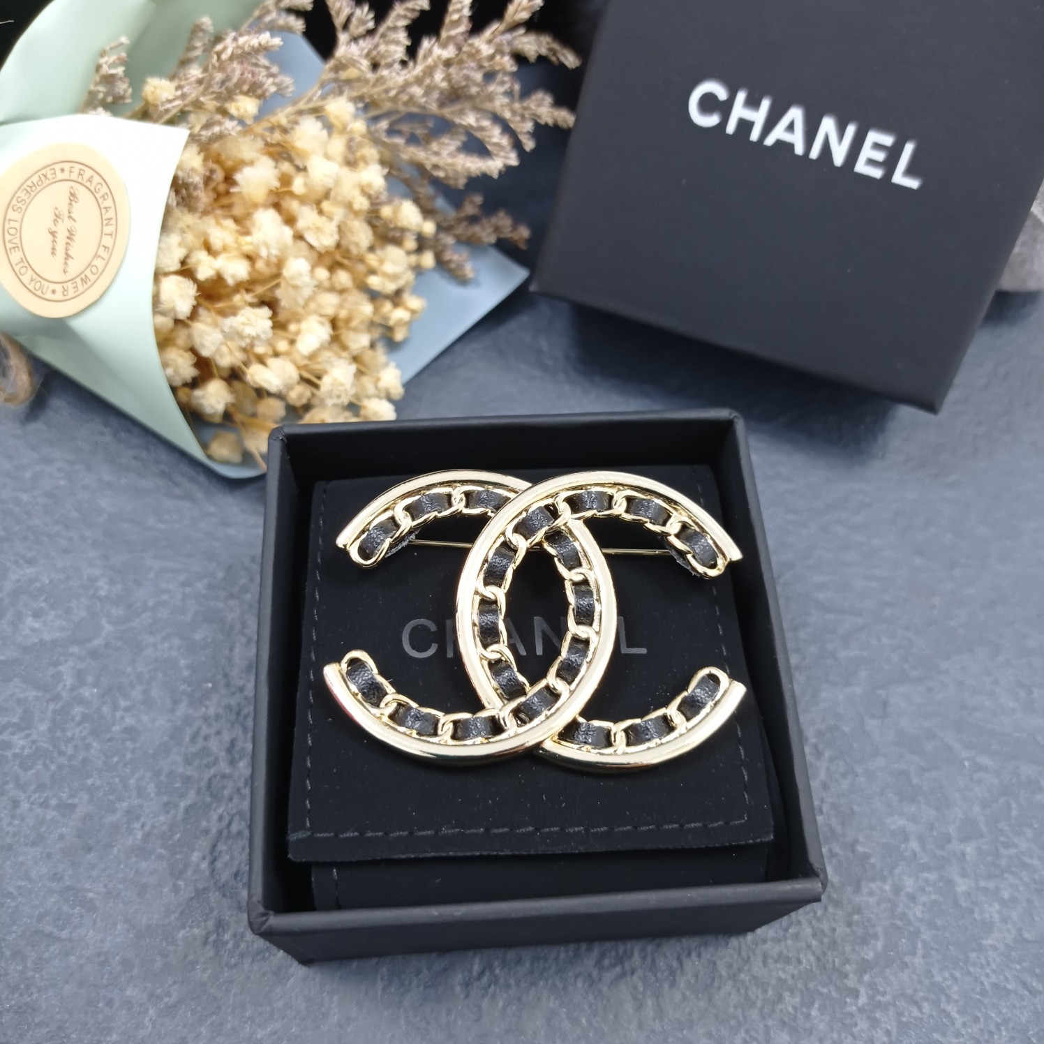 Chanel Brooch Black