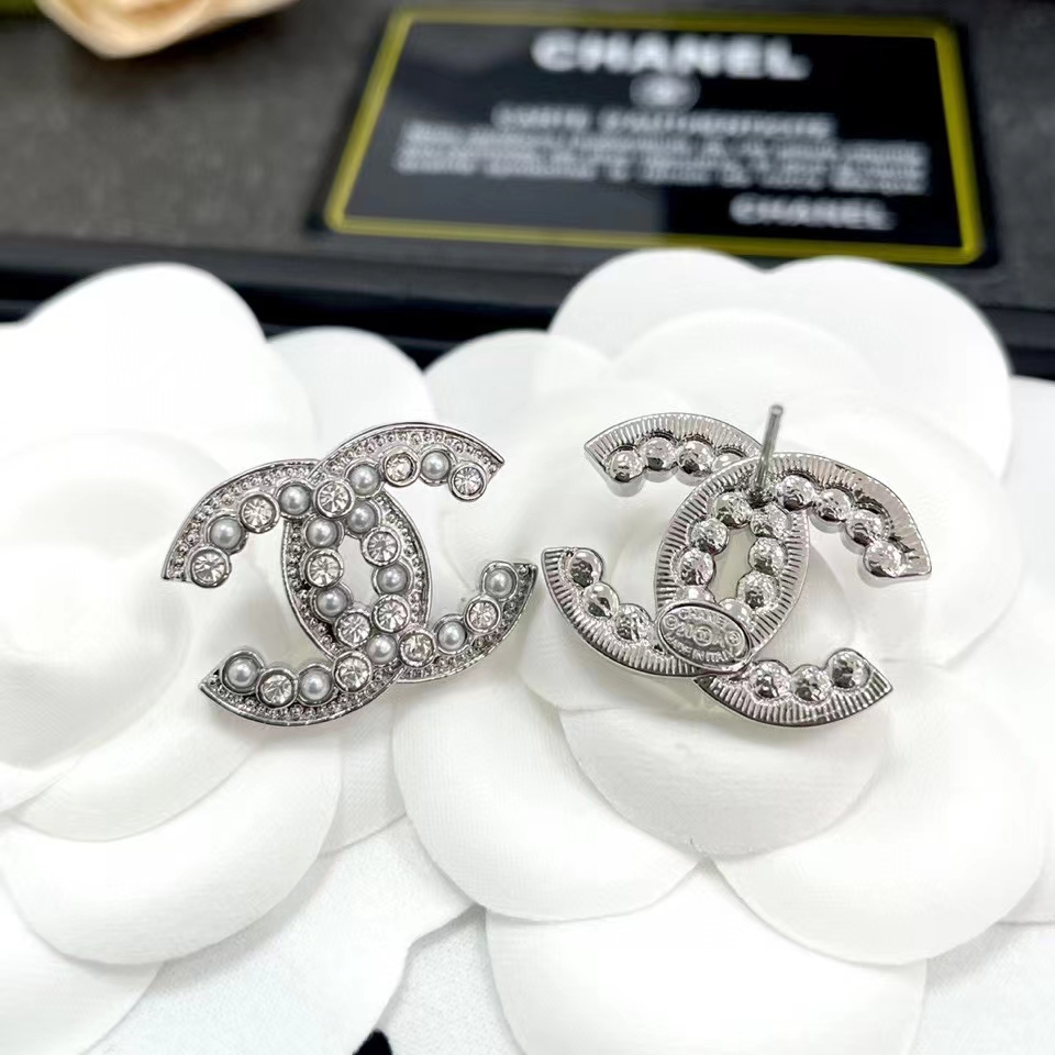Chanel Earrings Silver Silver