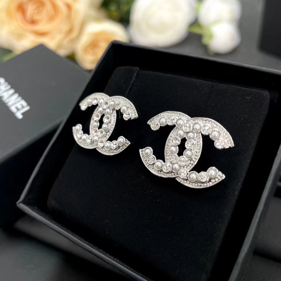 Chanel Earrings Silver Silver