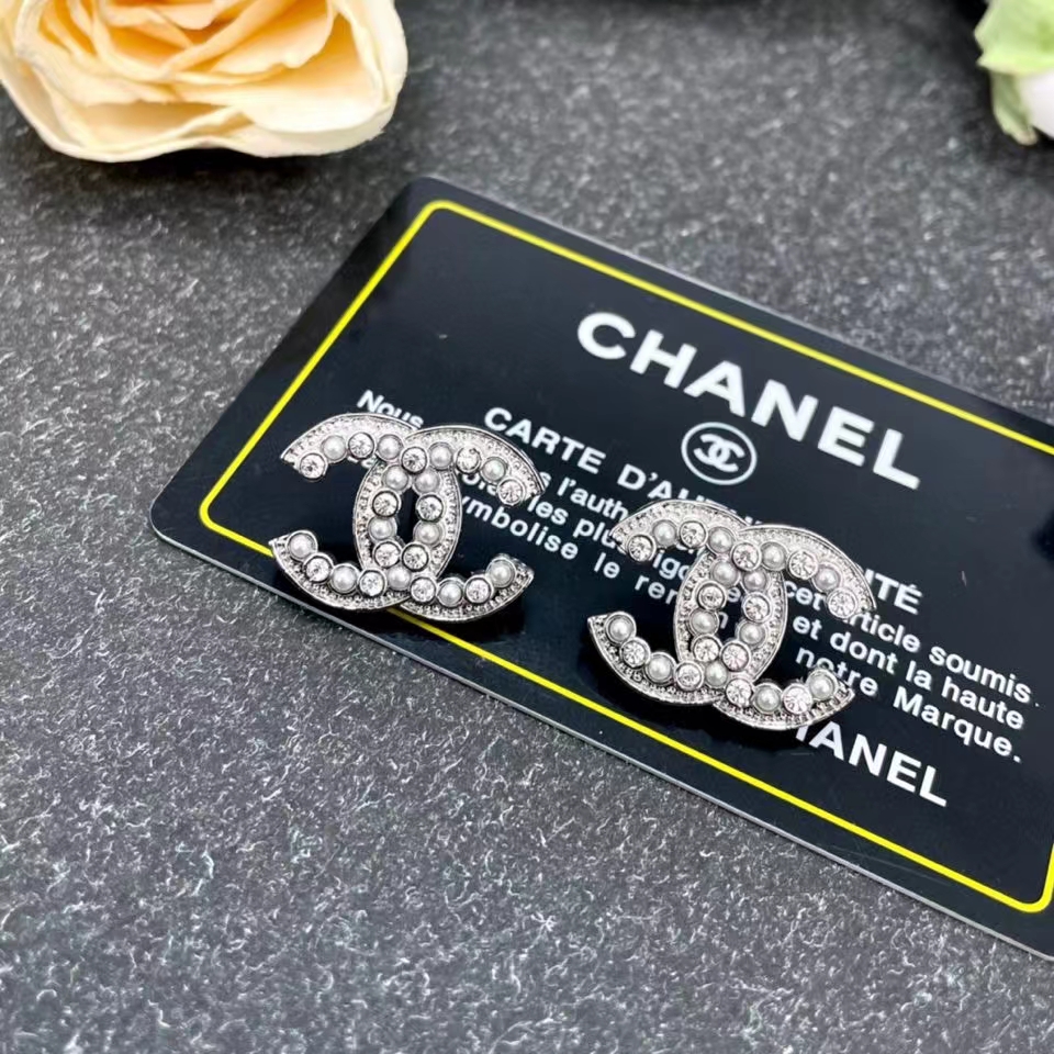 Chanel Earrings Silver Silver