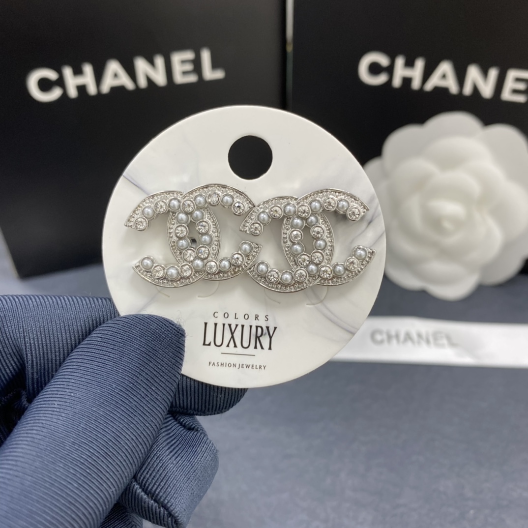 Chanel Earrings Silver Silver