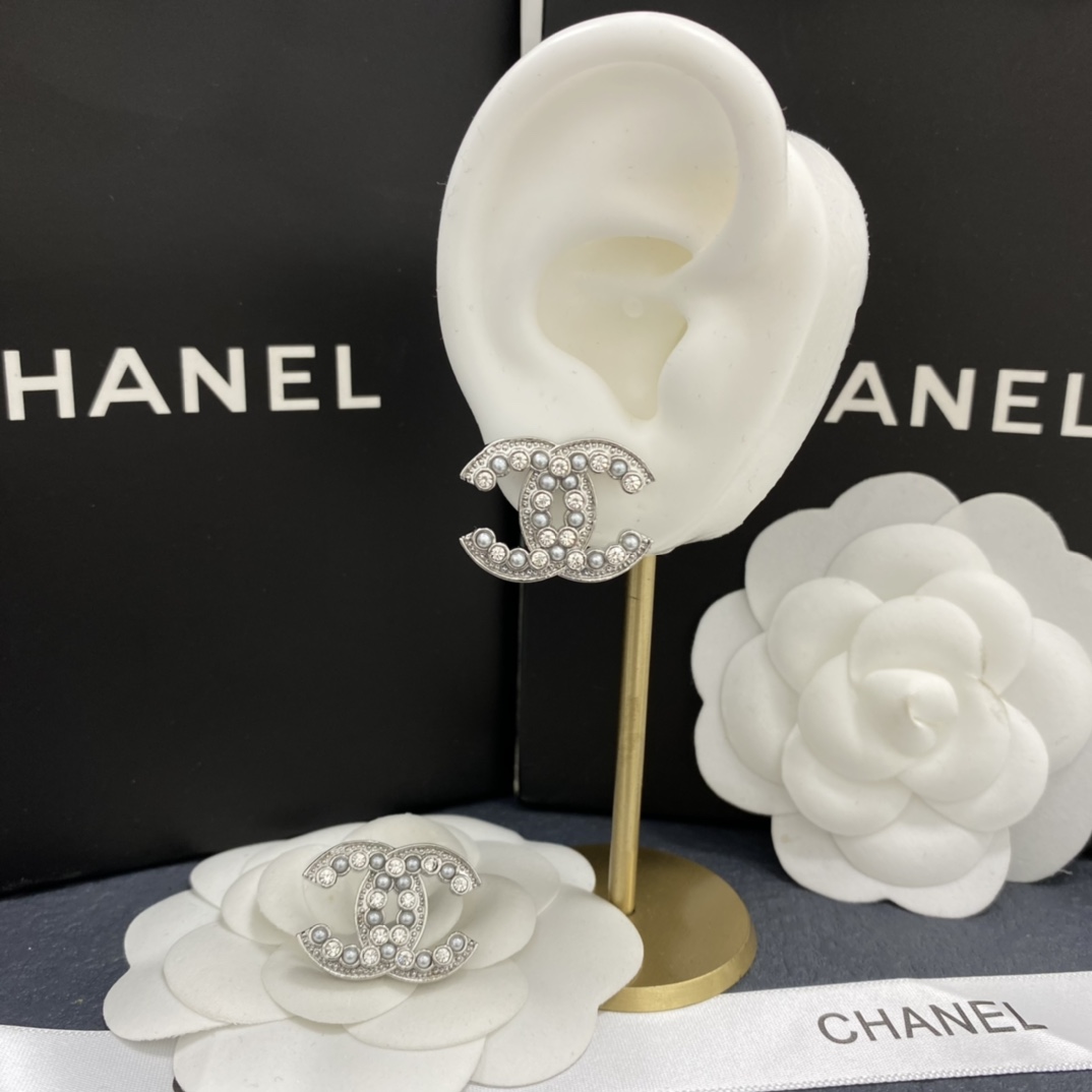 Chanel Earrings Silver Silver