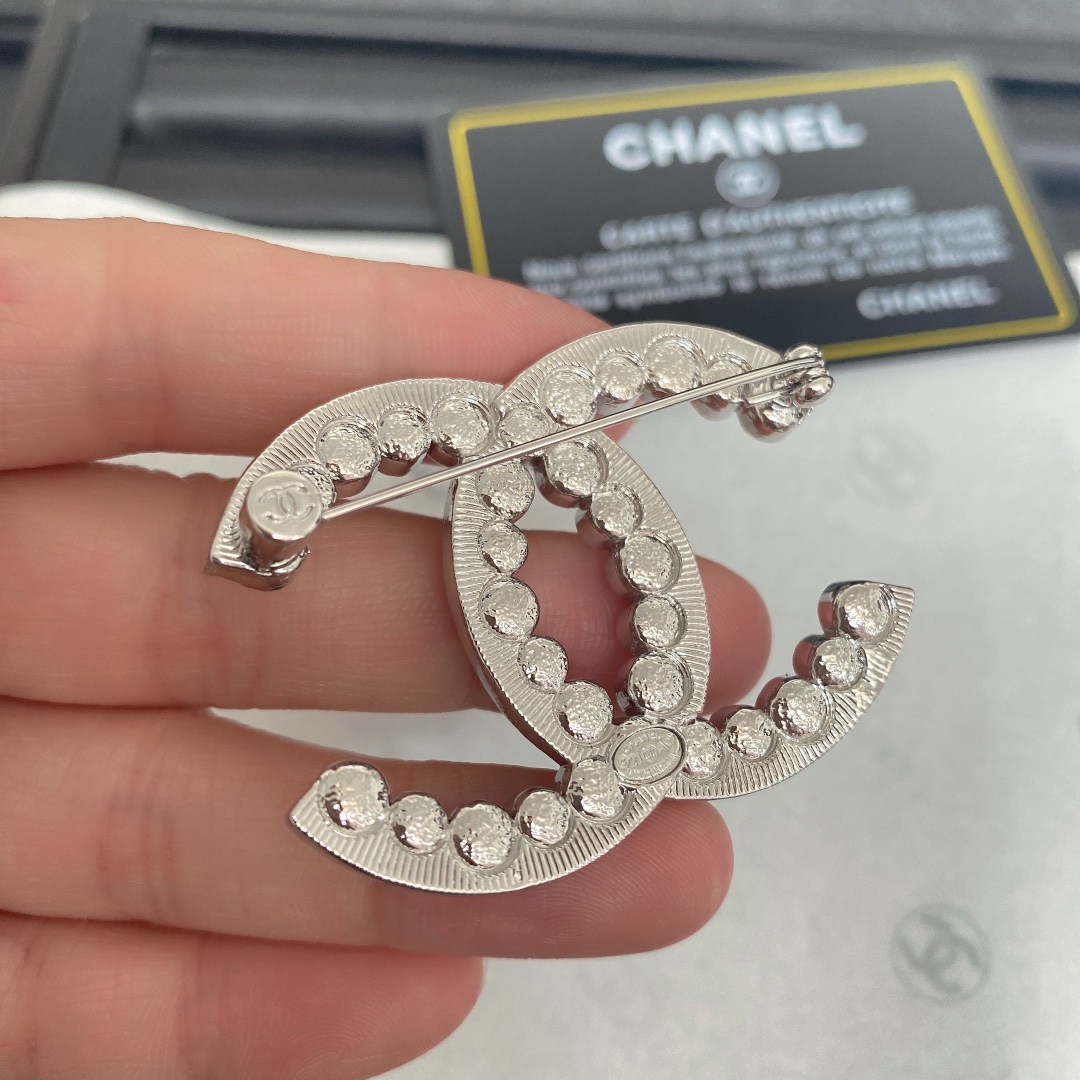 Chanel Brooch Silver Silver