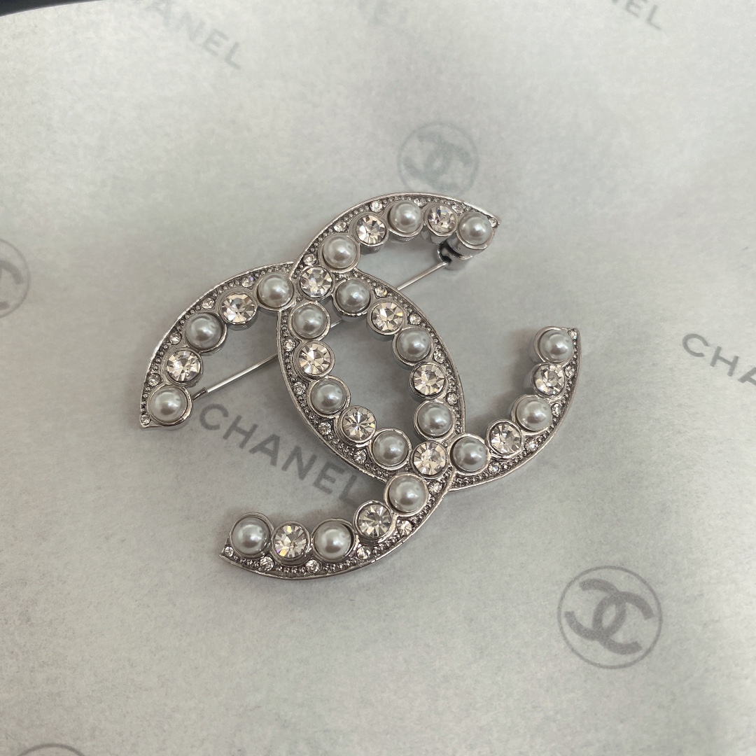 Chanel Brooch Silver Silver