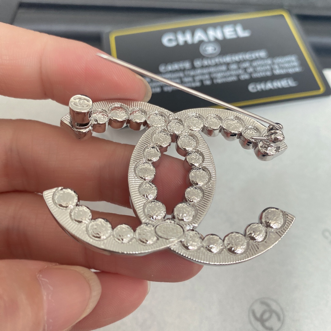Chanel Brooch Silver Silver