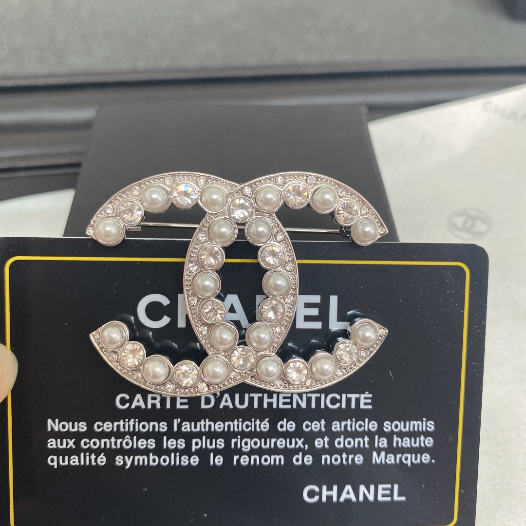 Chanel Brooch Silver Silver