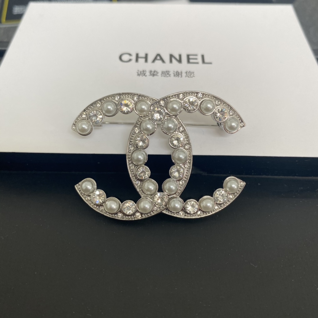 Chanel Brooch Silver Silver