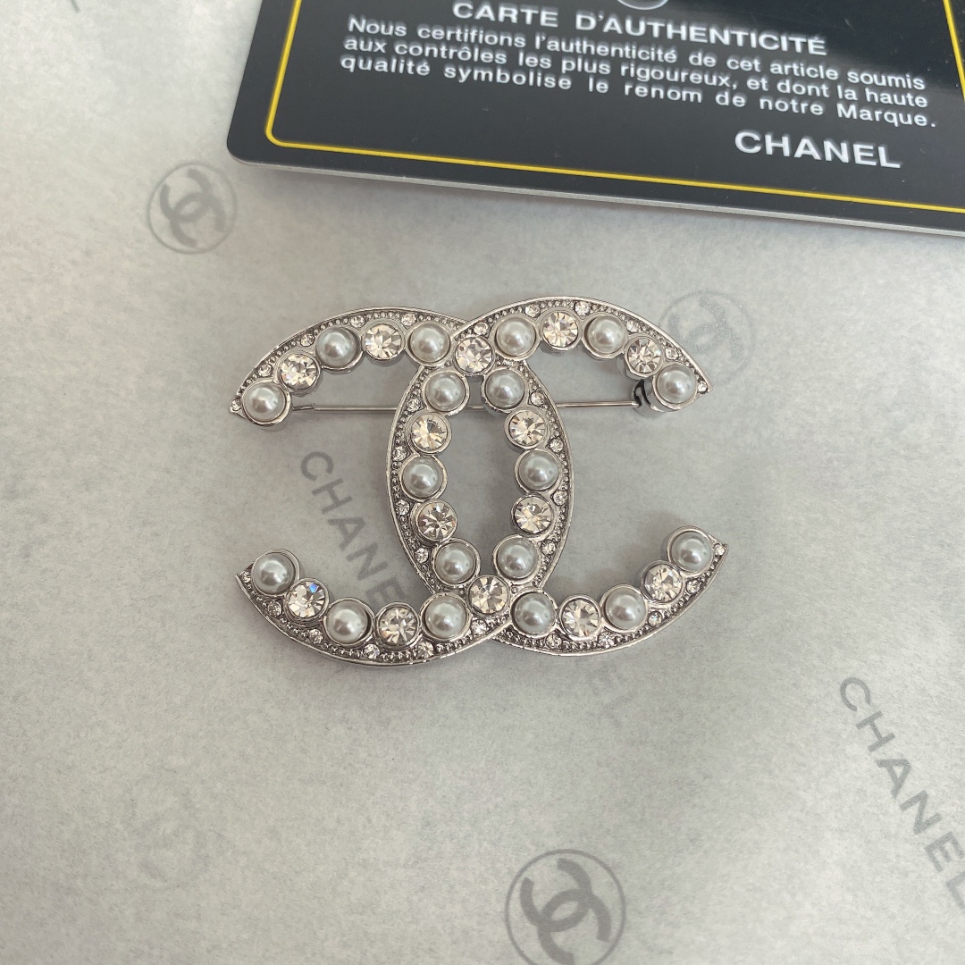 Chanel Brooch Silver Silver