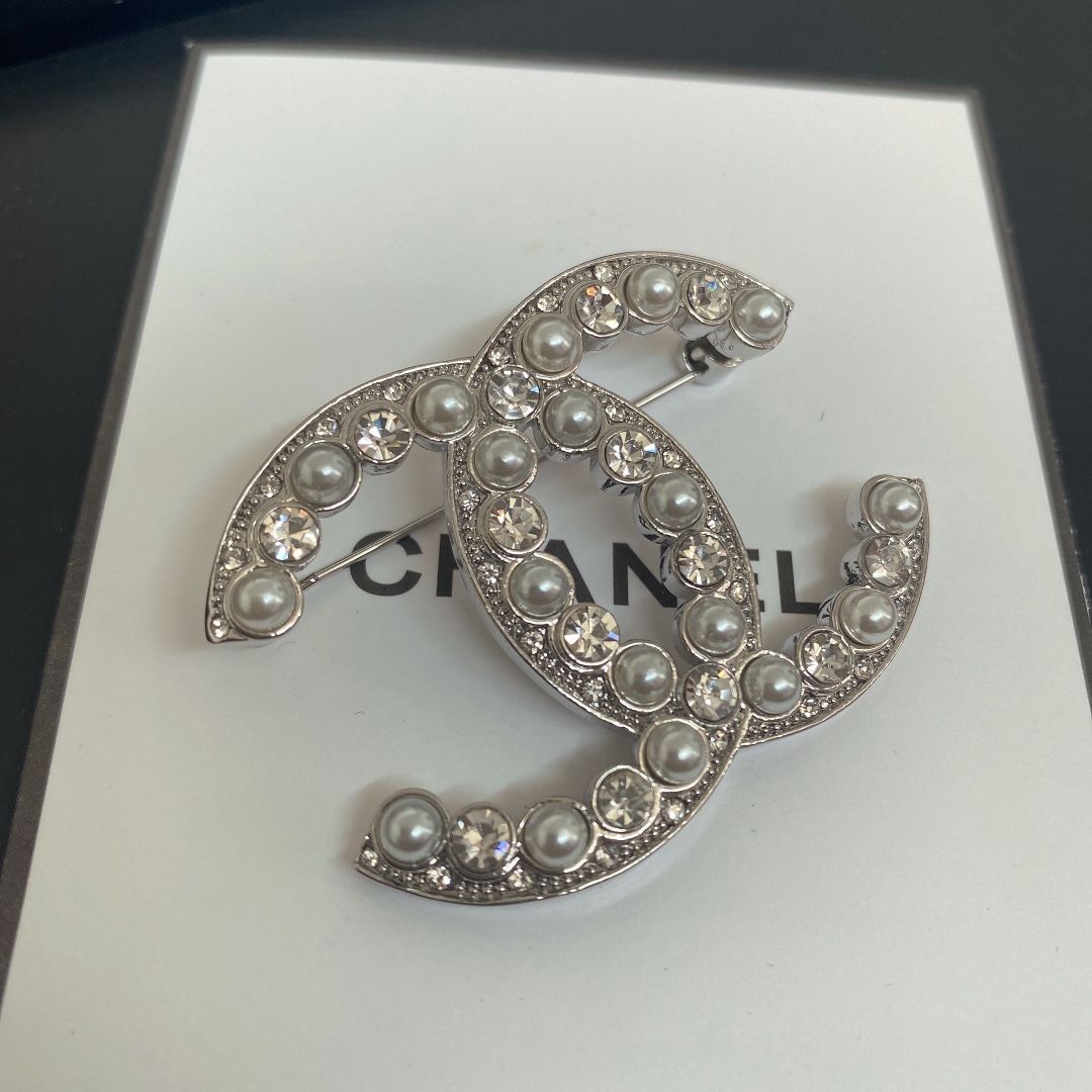 Chanel Brooch Silver Silver