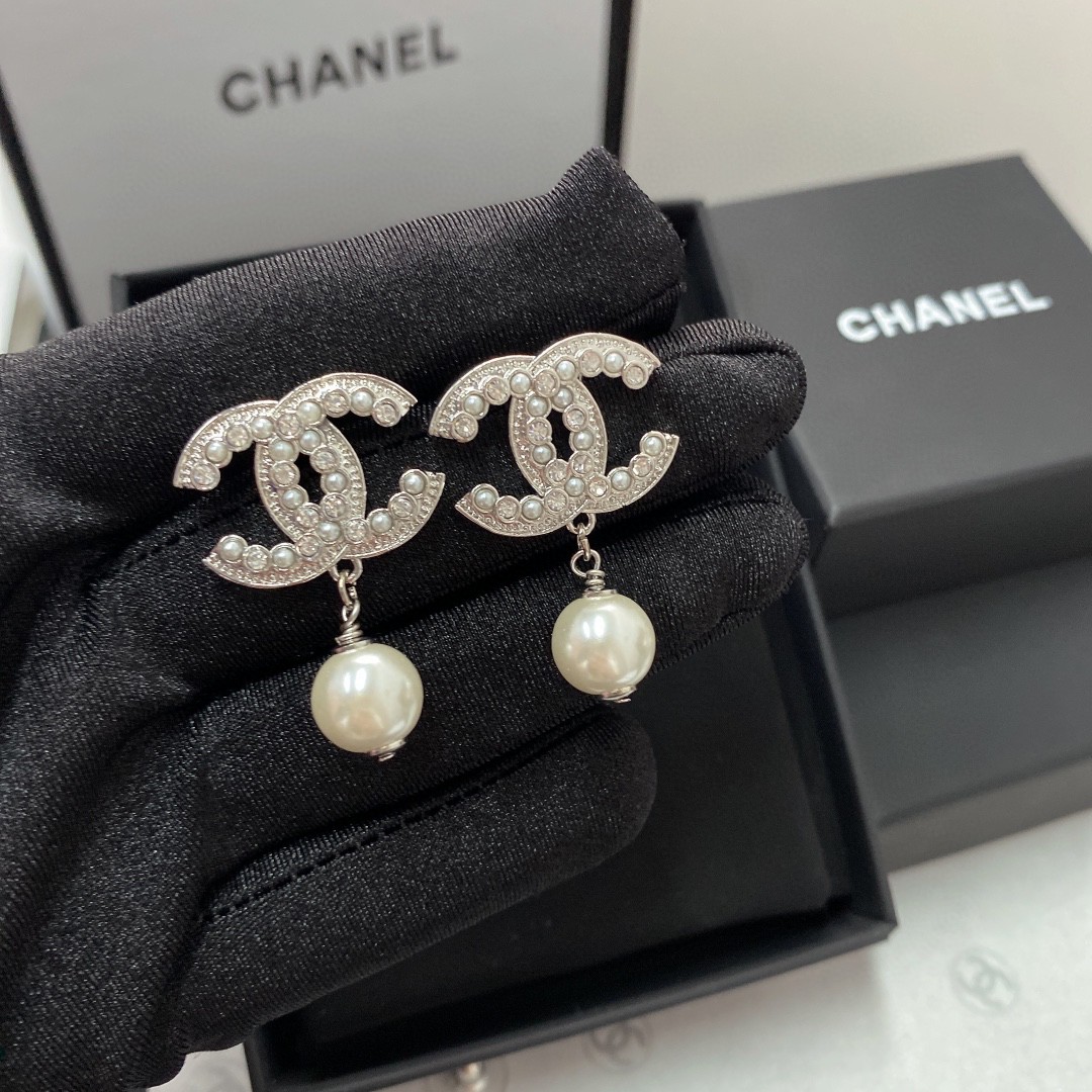 Chanel Earrings Silver Silver