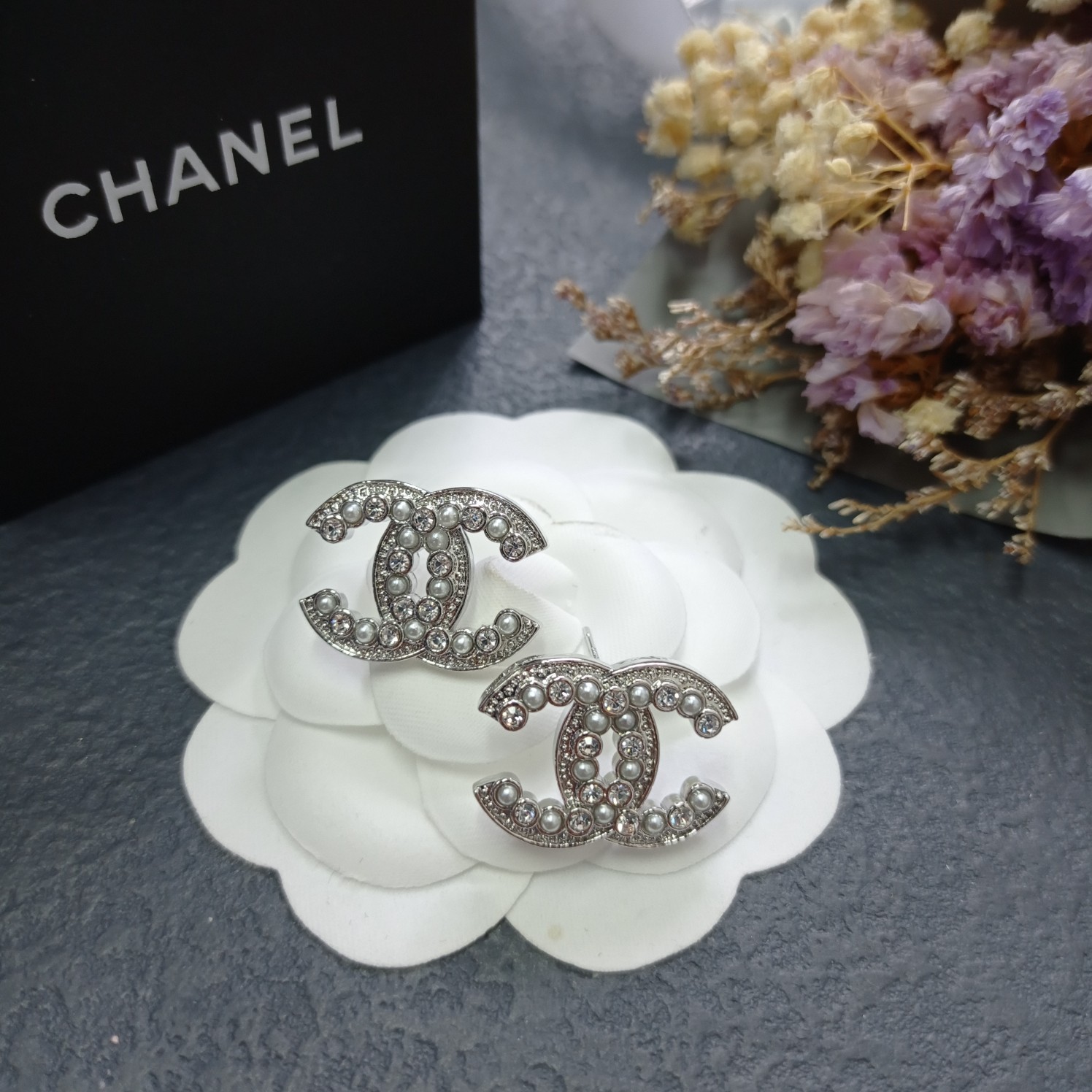 Chanel Earrings Silver Silver