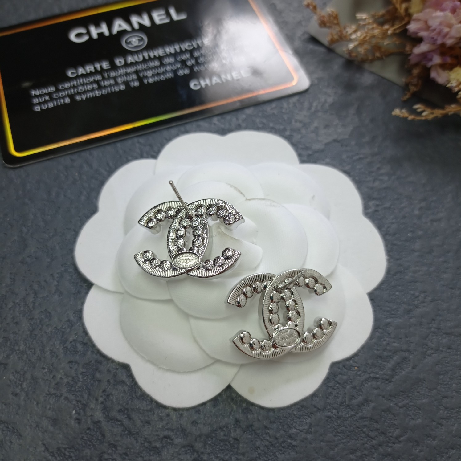 Chanel Earrings Silver Silver