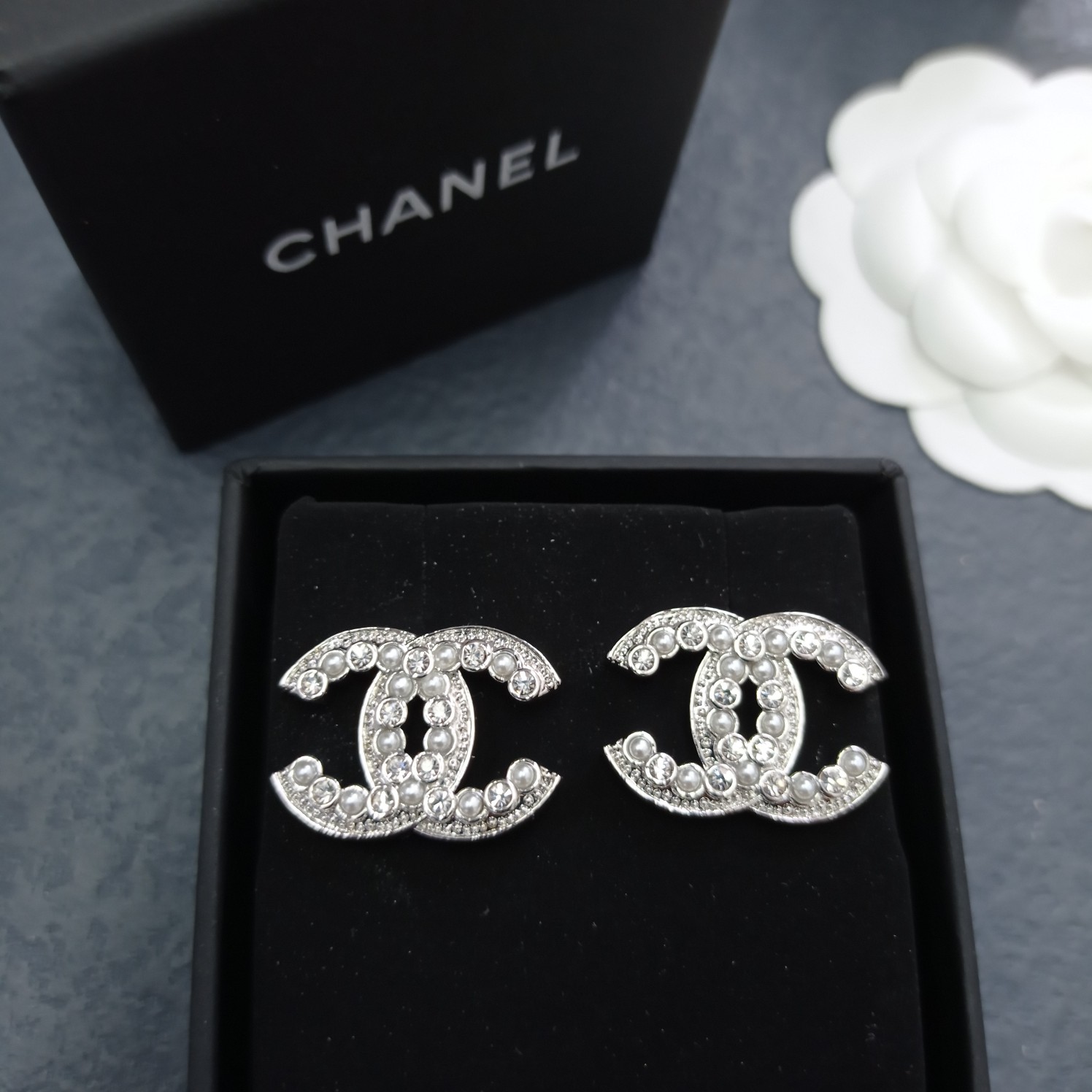 Chanel Earrings Silver Silver