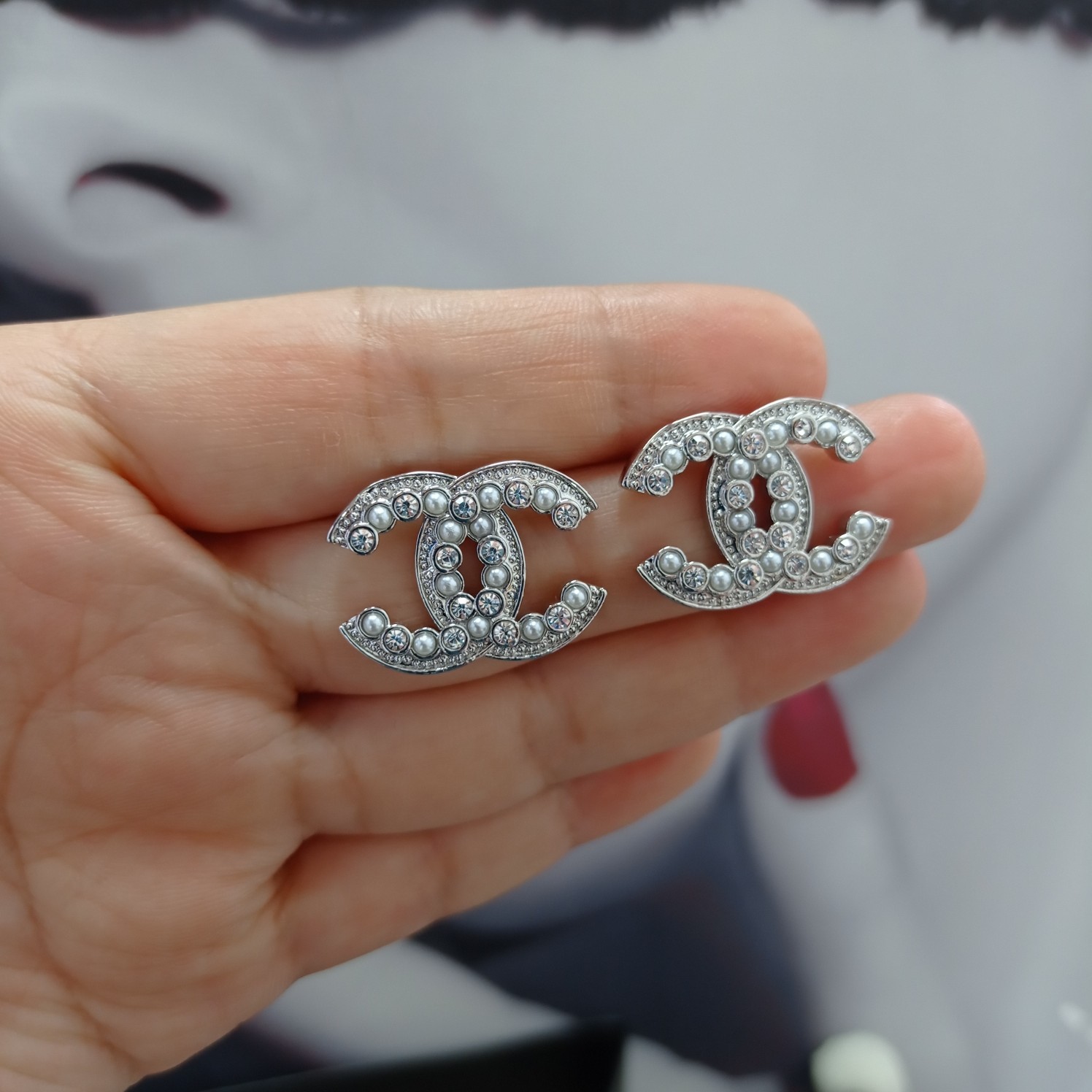Chanel Earrings Silver Silver