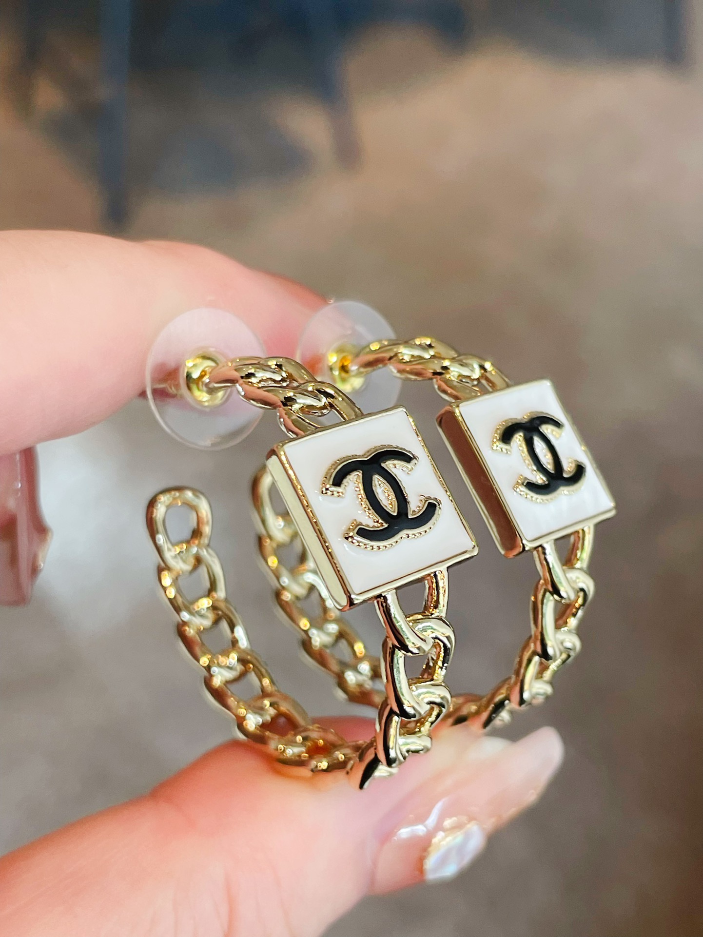 Chanel Earrings White