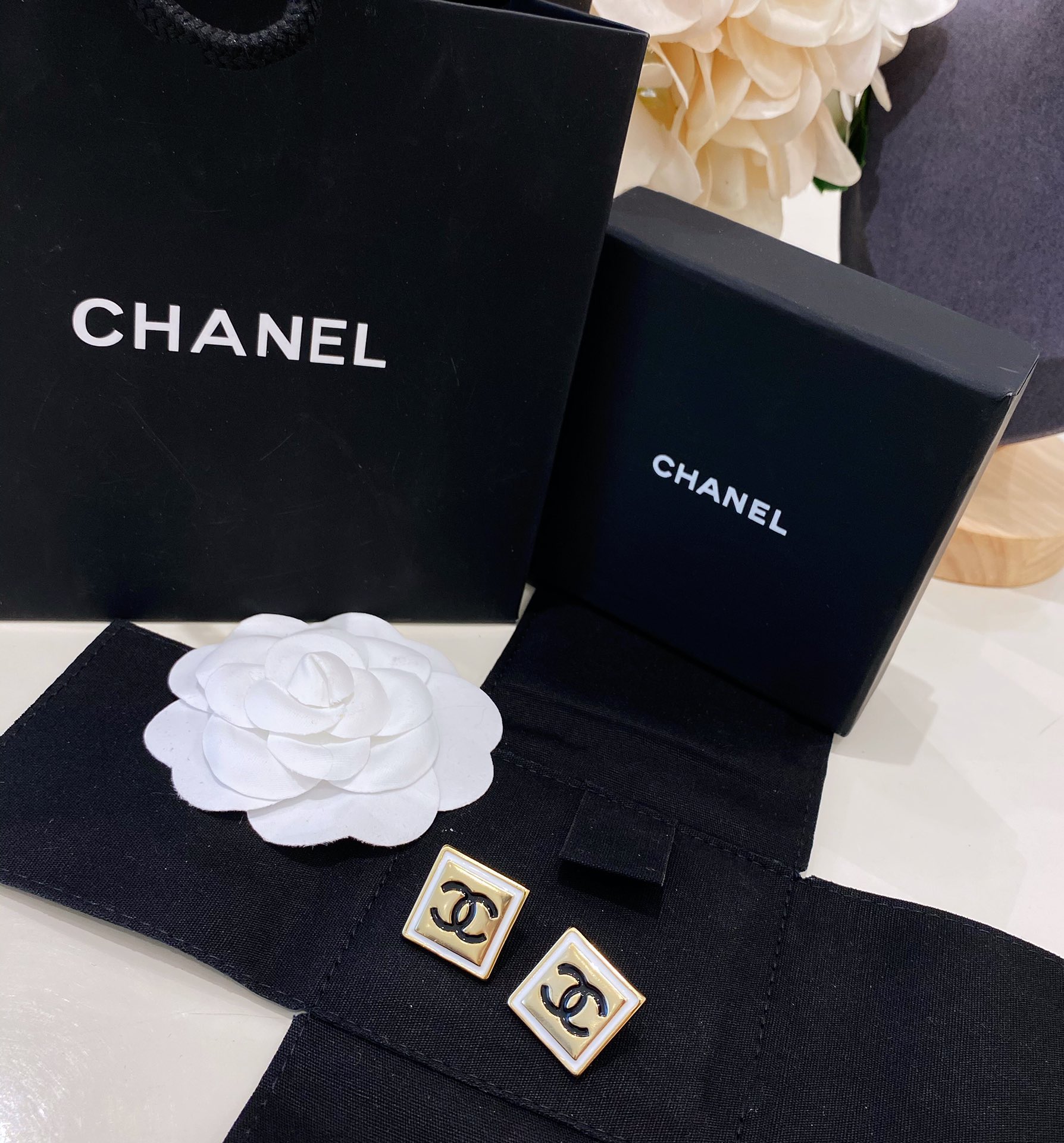 Chanel Earrings White