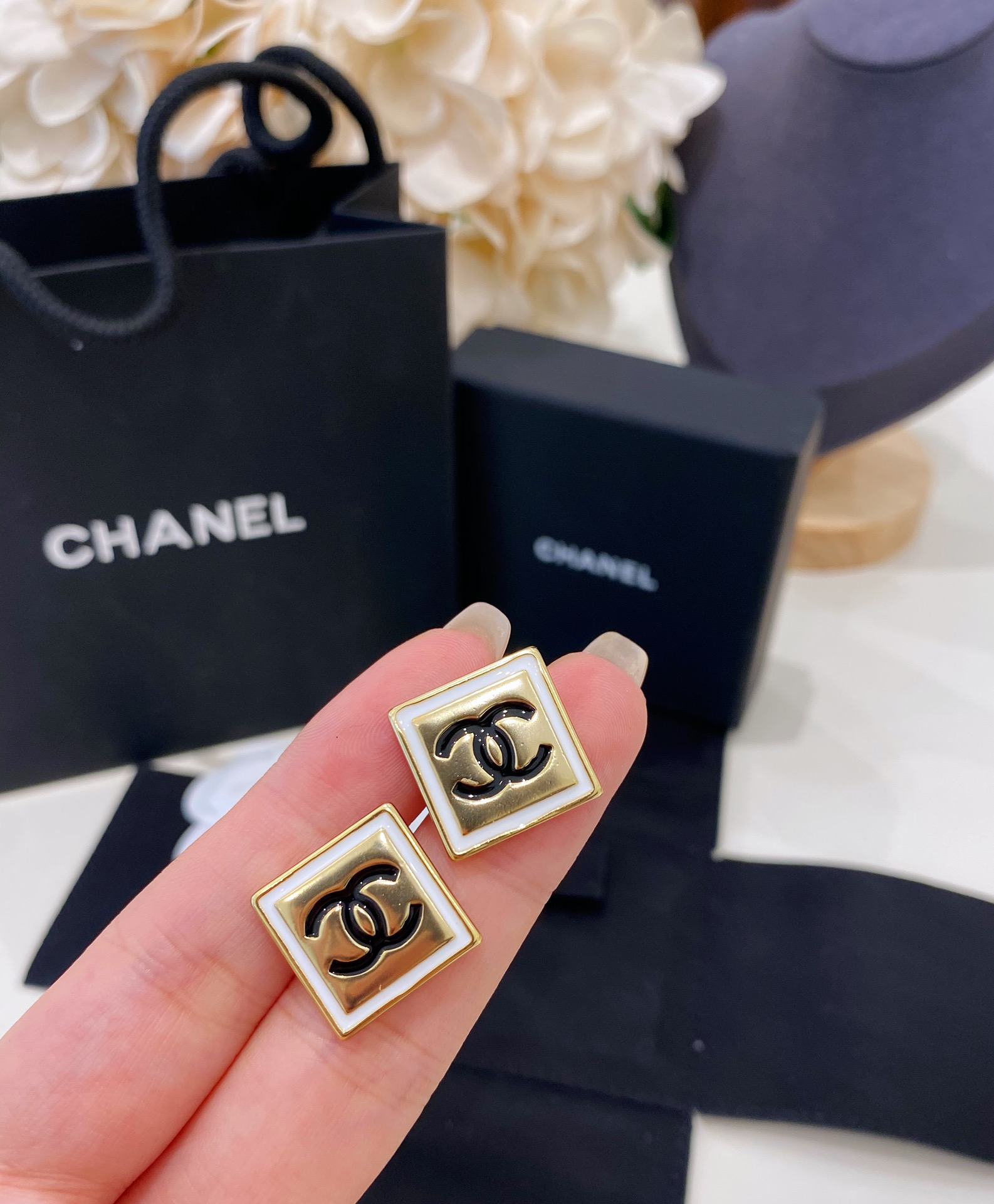 Chanel Earrings White