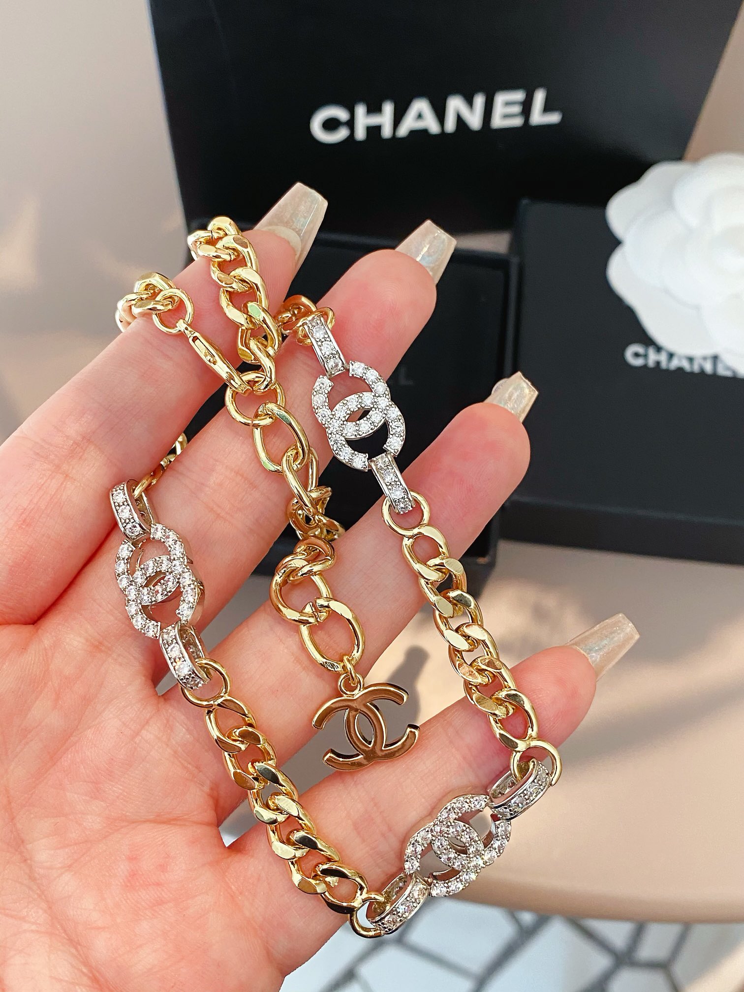 Chanel Necklace Silver Gold