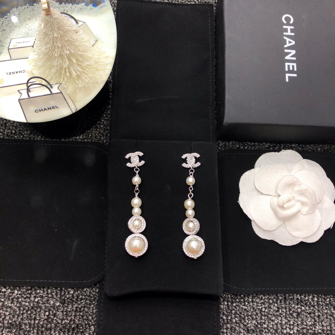 Chanel Earrings Silver Silver L