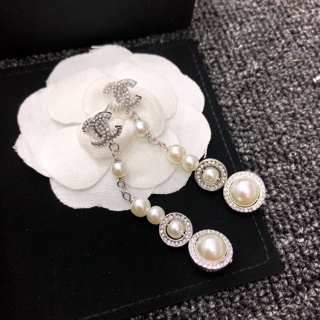 Chanel Earrings Silver Silver L