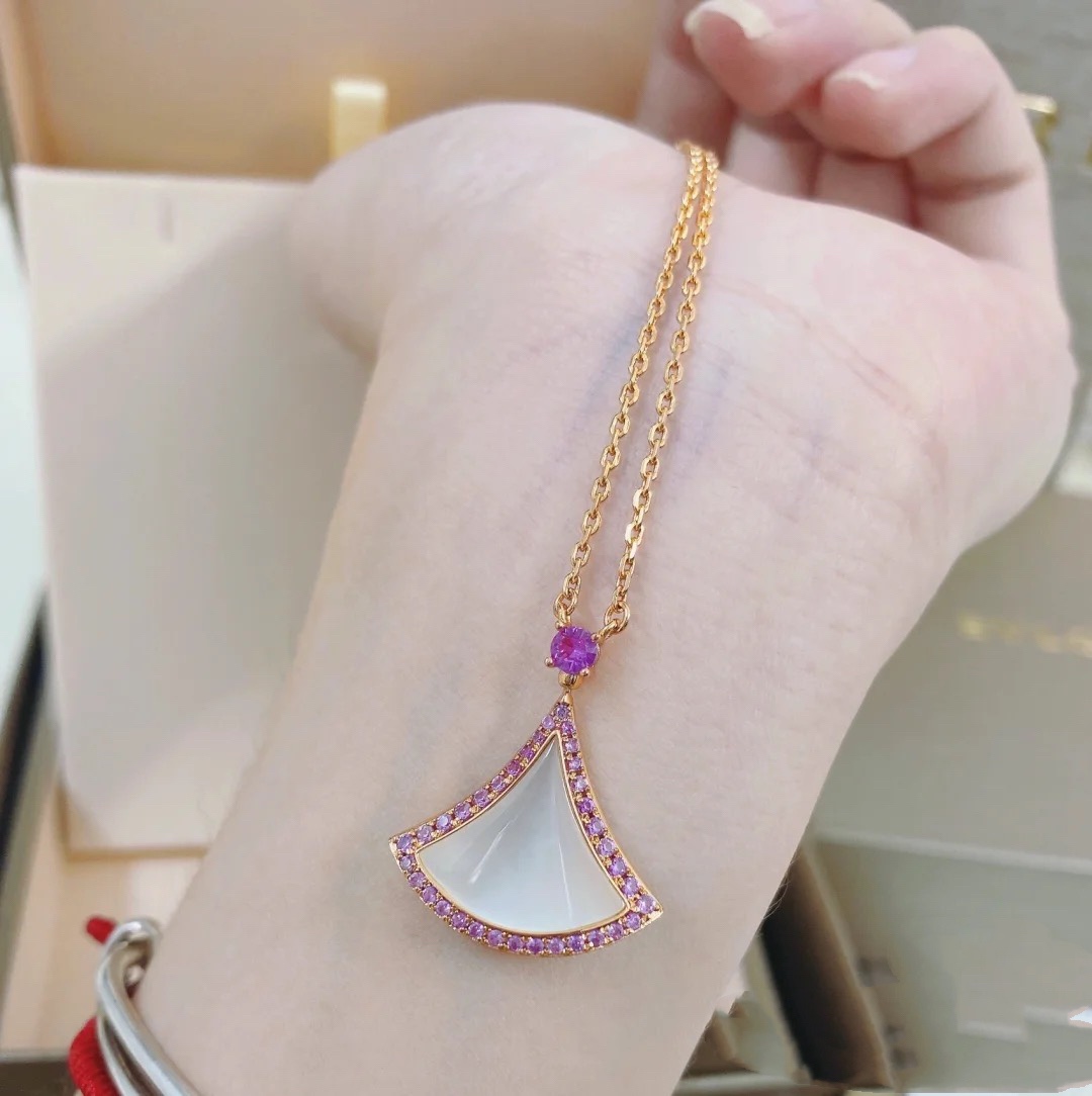 Bvlgari Necklace Silver Rose Gold L