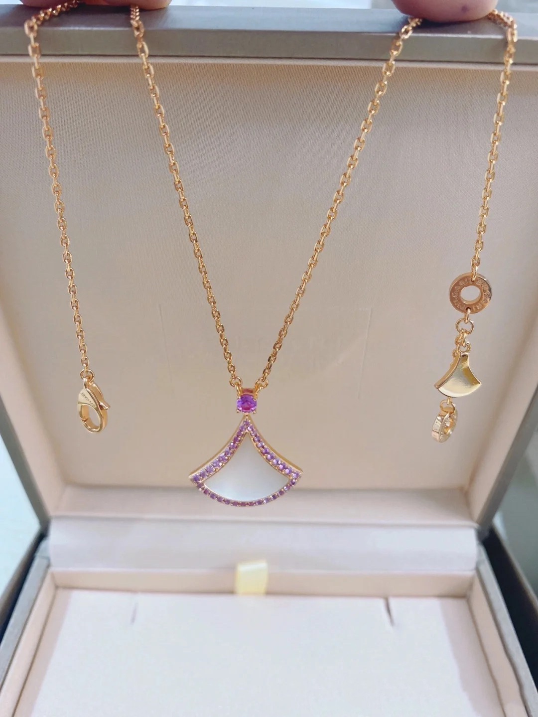 Bvlgari Necklace Silver Rose Gold L