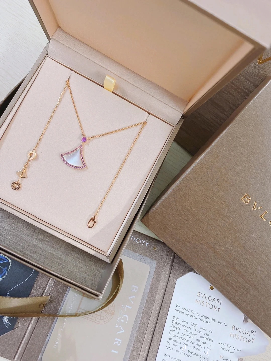 Bvlgari Necklace Silver Rose Gold L