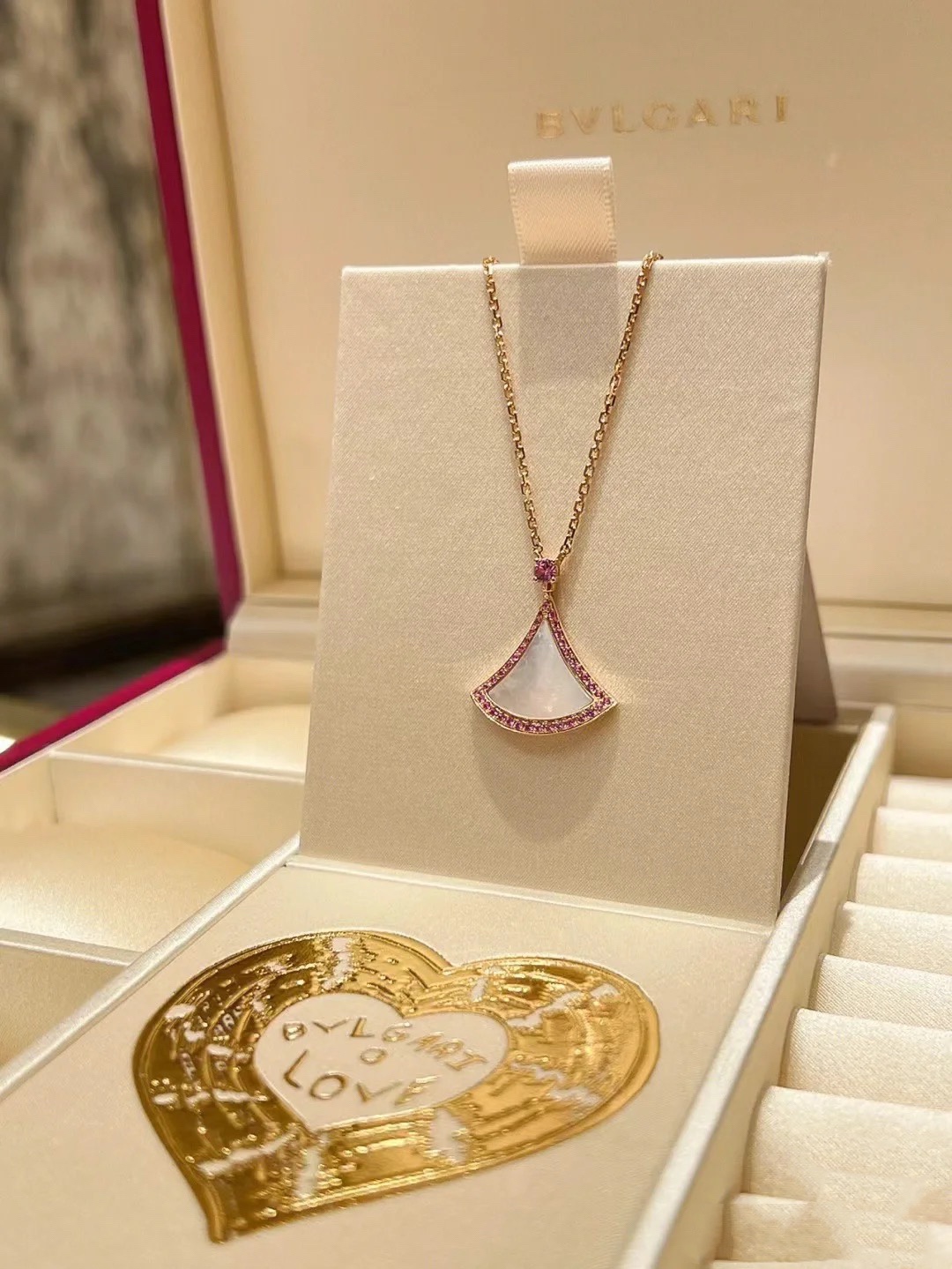 Bvlgari Necklace Silver Rose Gold L