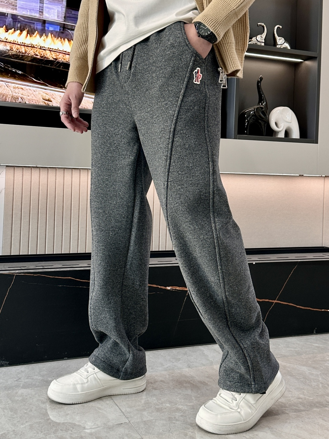 Moncler Male Sports Pants Cotton Black M-l-xxxl