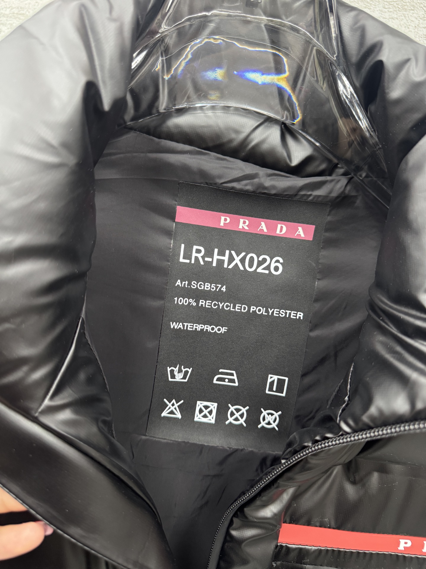 Prada Down Vest Polyester Black Hooded S-l-xl