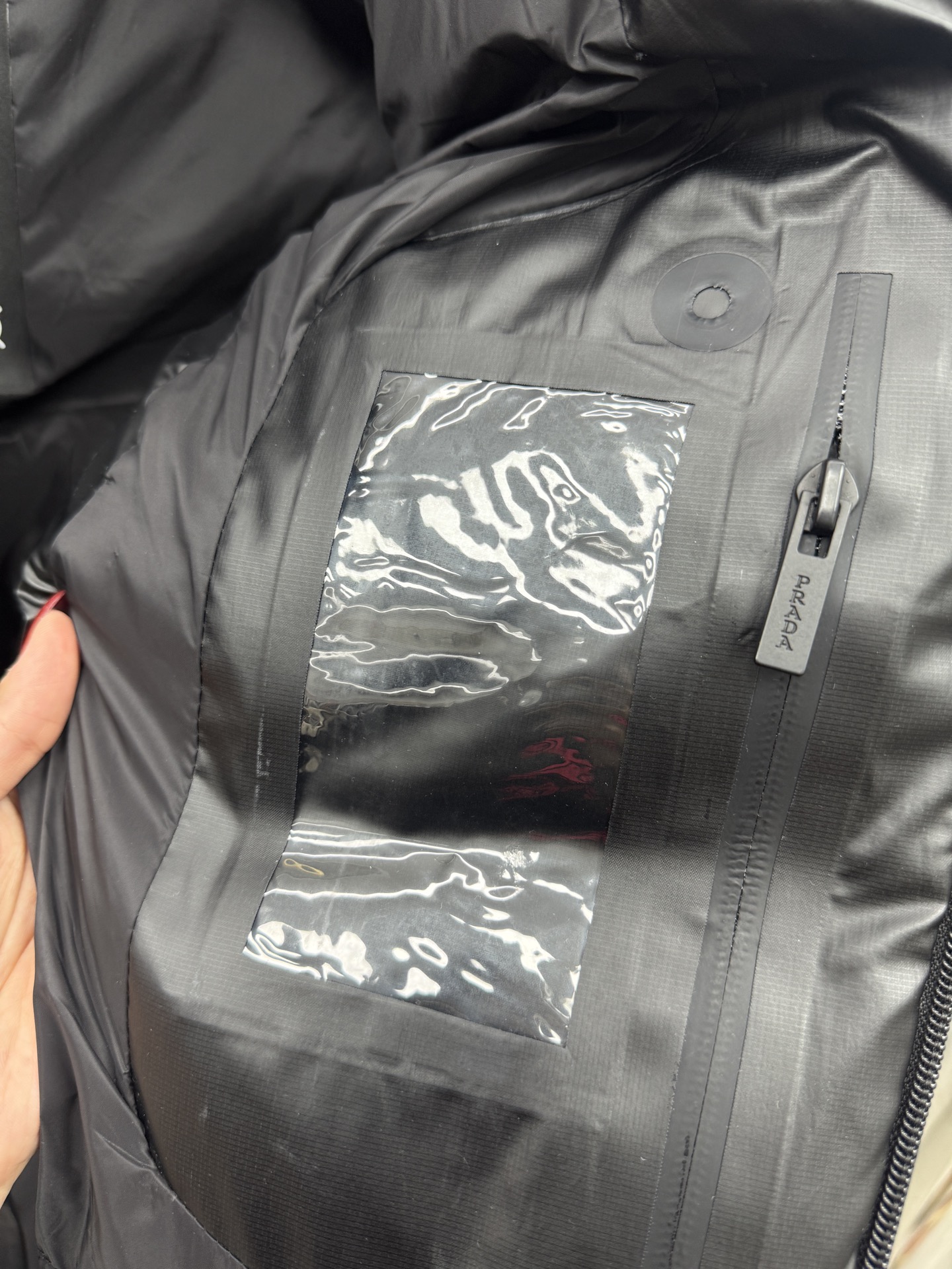 Prada Down Vest Polyester Black Hooded S-l-xl