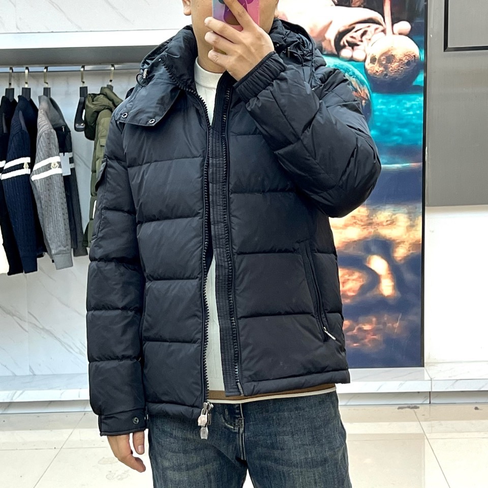 Moncler Down Jacket Cotton Blue Hooded M-l