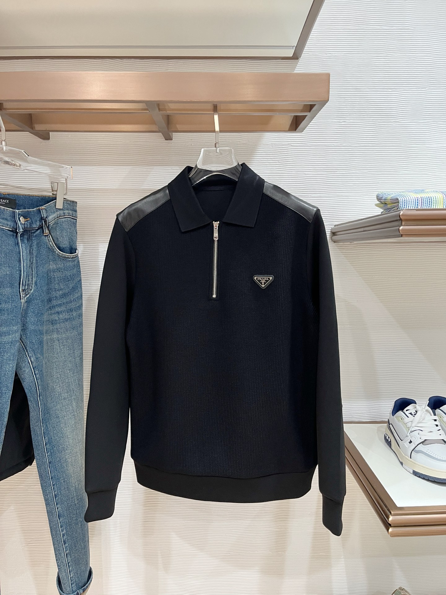 Prada Hoodie Wool Black Slim Fit M-l-xl