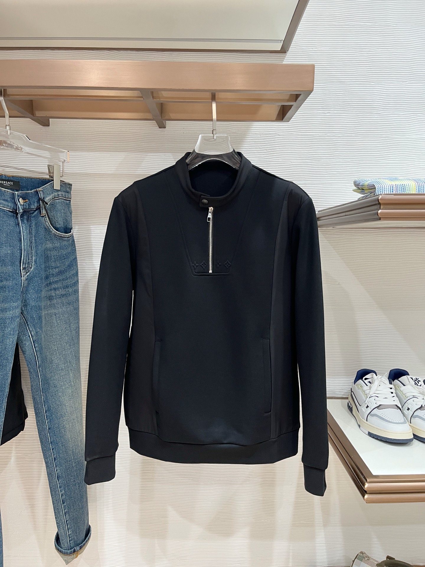 Louis Vuitton Hoodie Wool Black Slim Fit M-l-xl