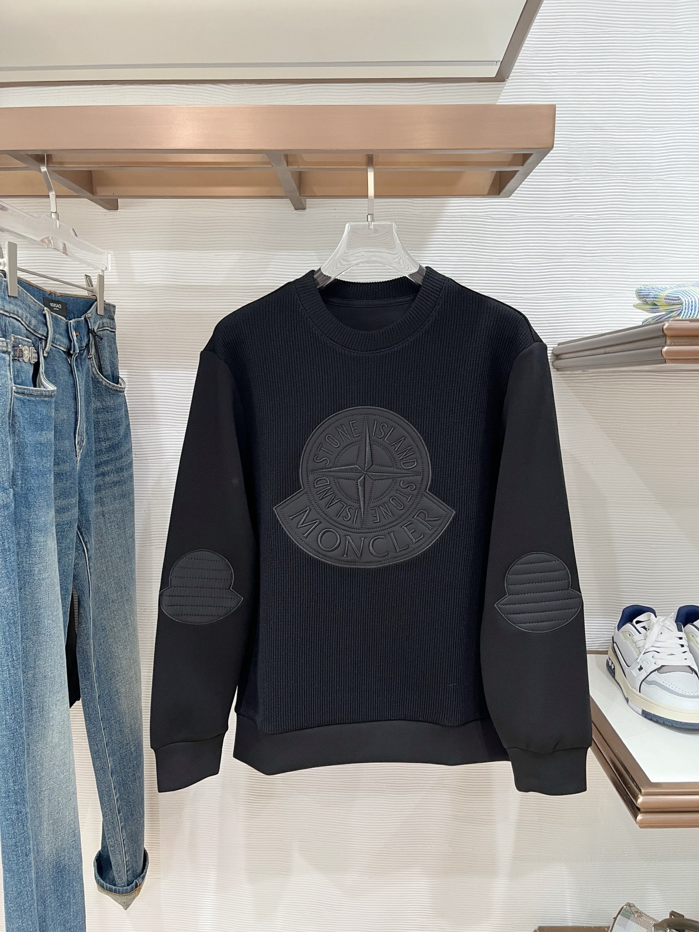 Moncler Hoodie Wool Black Slim Fit M-l-xl