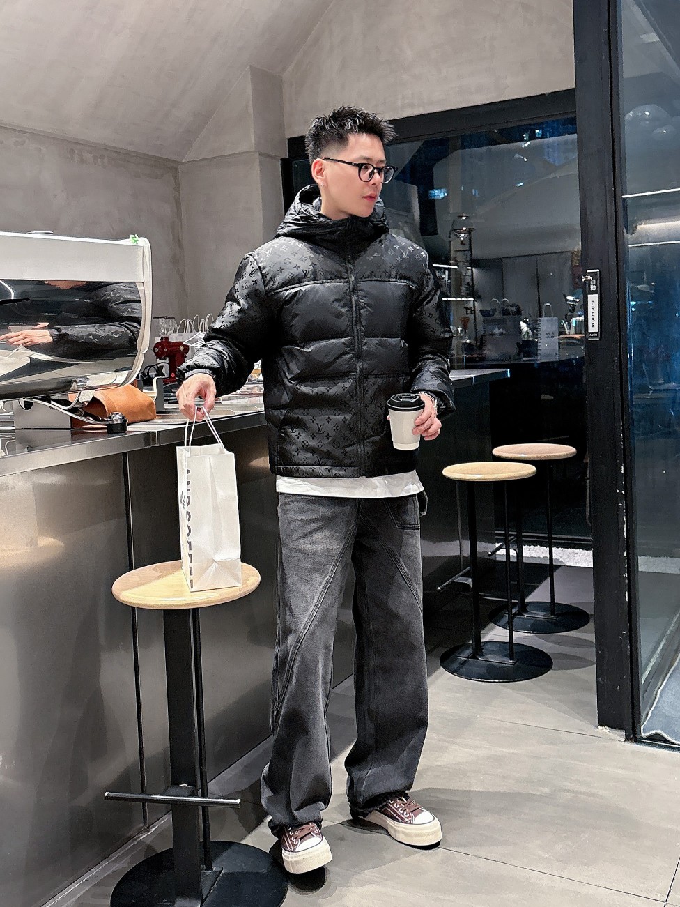 Louis Vuitton Down Jacket Goose Down Black S-m-l-xl