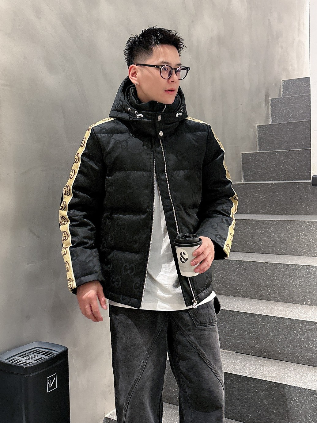 Gucci Down Jacket Goose Down Black S-m-l-xl