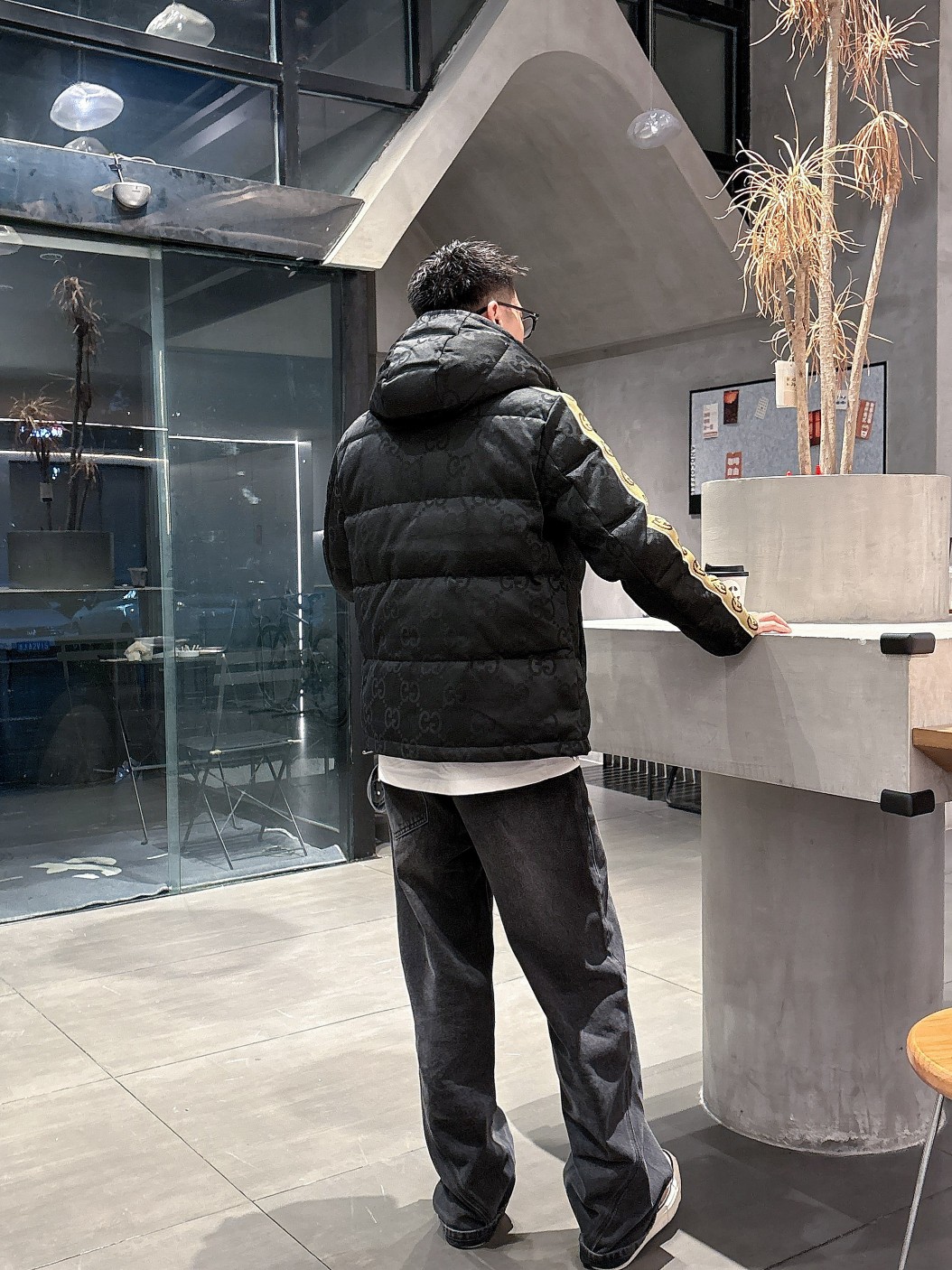 Gucci Down Jacket Goose Down Black S-m-l-xl