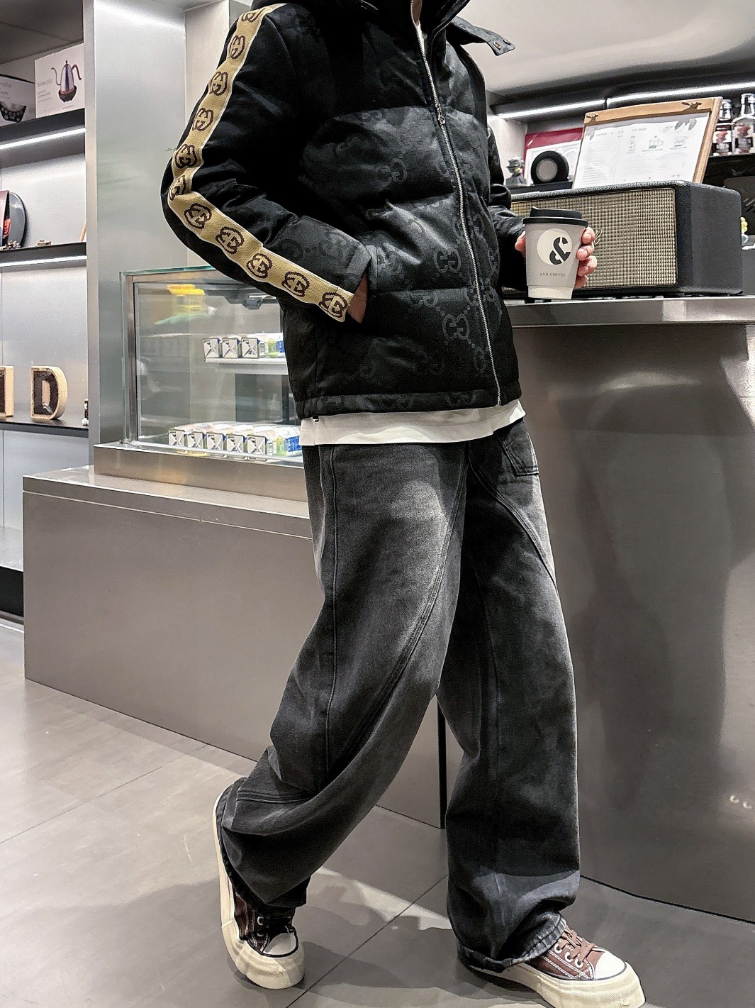 Gucci Down Jacket Goose Down Black S-m-l-xl